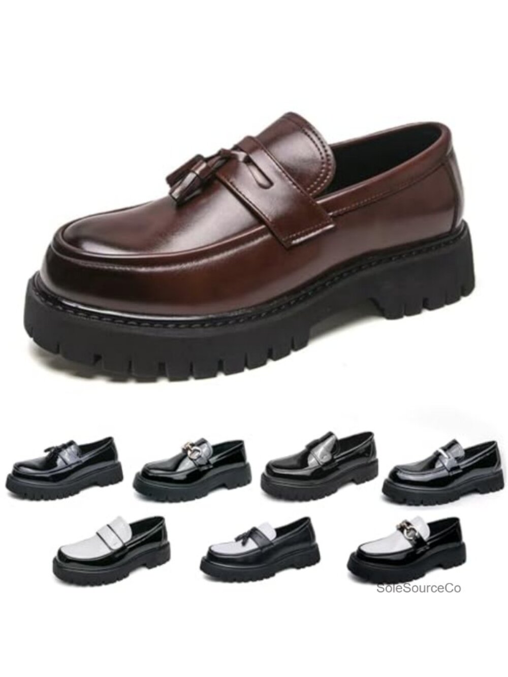 Chunky Platform Penny Loafers Slip-On Business Work Dress Shoes Non-Slip Shock